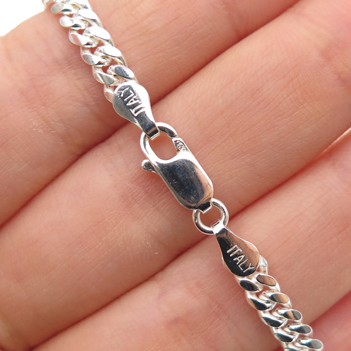 925 Sterling Silver Vintage Italy Cuban Link Bracelet 8"