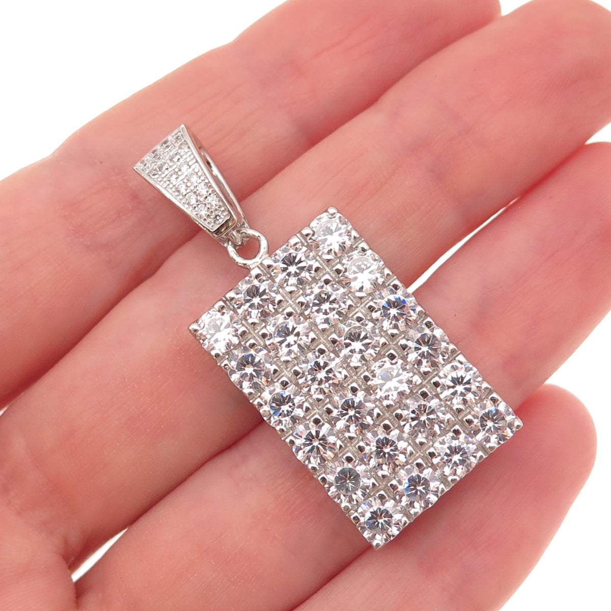 925 Sterling Silver Round-Cut C Z Sparkling Pendant