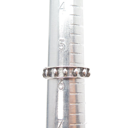 925 Sterling Silver Vintage Diamond-Shape All Around Beads Band Ring Size 6