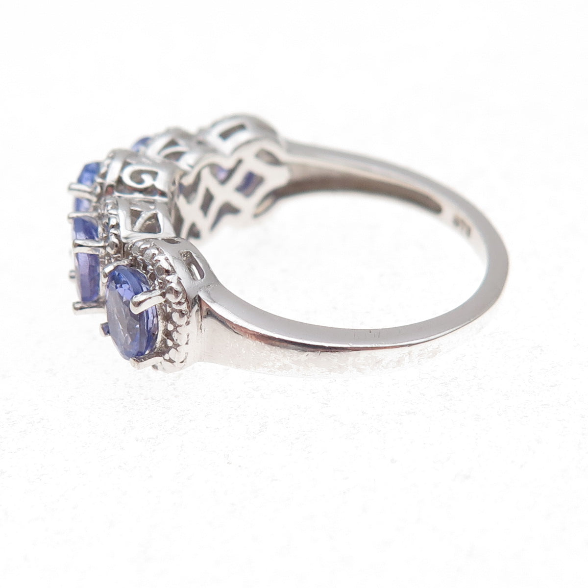 Chuck Clemency 925 Sterling Silver Real Oval-Cut Tanzanite Ring Size 7.75
