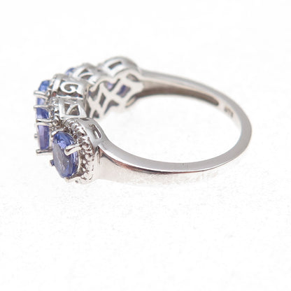 Chuck Clemency 925 Sterling Silver Real Oval-Cut Tanzanite Ring Size 7.75