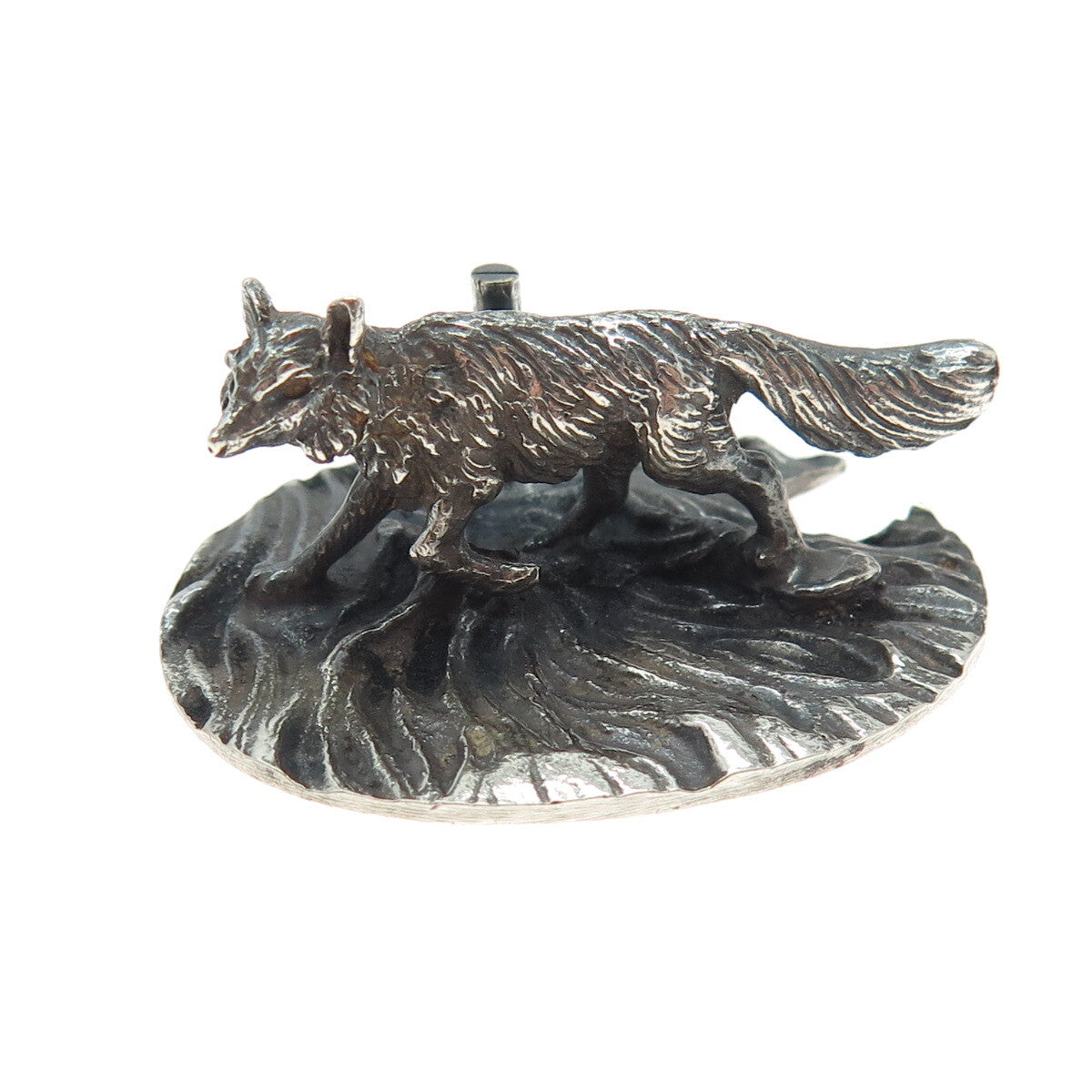 800 Silver Antique Italy Hunting Fox Oxidized Miniature Figurine