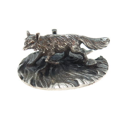800 Silver Antique Italy Hunting Fox Oxidized Miniature Figurine