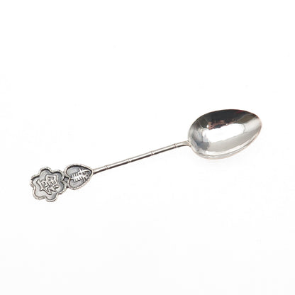 925 Sterling Silver Antique Chinese Fortune & Longevity Bamboo Coffee Spoon