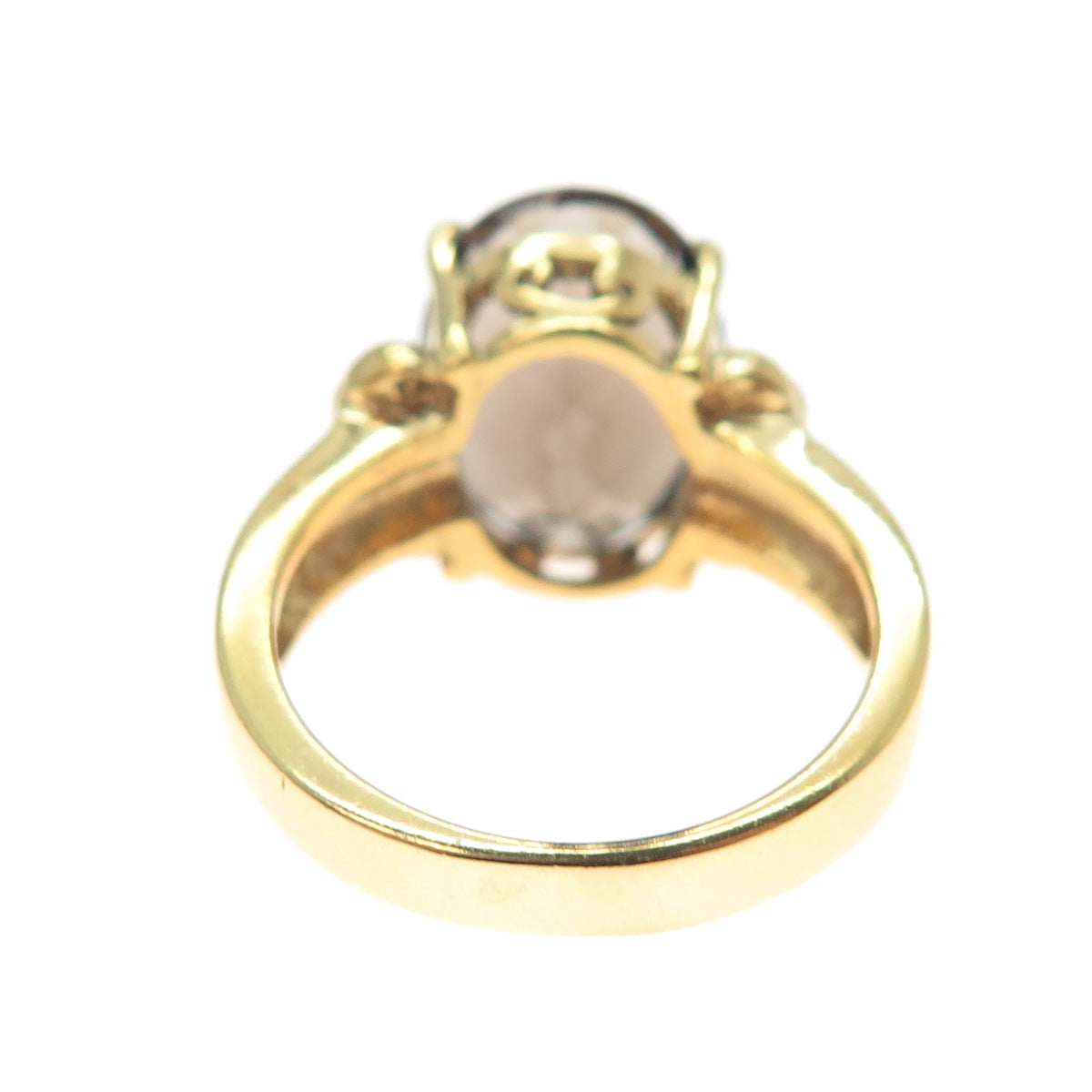 KEN CRAFTS Sterling Silver Gold Plated Real Oval-Cut Smoky Quartz Ring Size 6