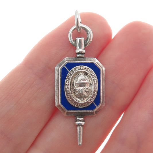 SOOK 925 Sterling Silver Antique Enamel 1870 Norristown School Emblem Pendant