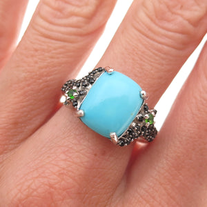 Chuck Clemency 925 Sterling Silver Real Turquoise Spinel & Peridot Ring Size 8