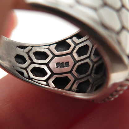 925 Sterling Silver Vintage Real Amethyst Honey Comb Oxidized Ring Size 7.25
