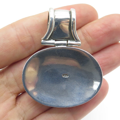 925 Sterling Silver Vintage Real Red Turquoise Modernist Pendant