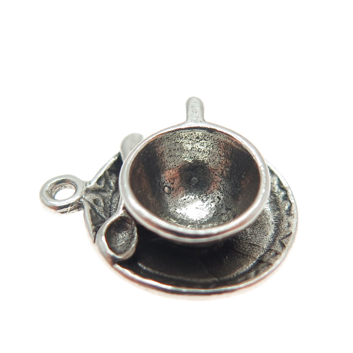 AUNTIE'S TREASURES Sterling Silver Vintage Tea Set Minimalist 3D Charm Pendant