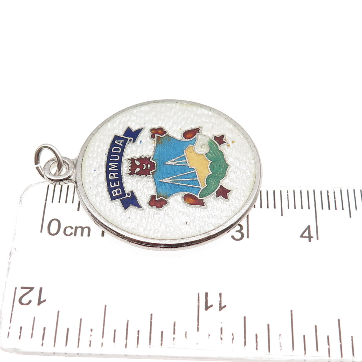BREADNER CO. Sterling Silver Vintage Enamel Bermuda Coat of Arms Charm Pendant