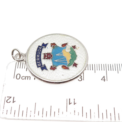BREADNER CO. Sterling Silver Vintage Enamel Bermuda Coat of Arms Charm Pendant