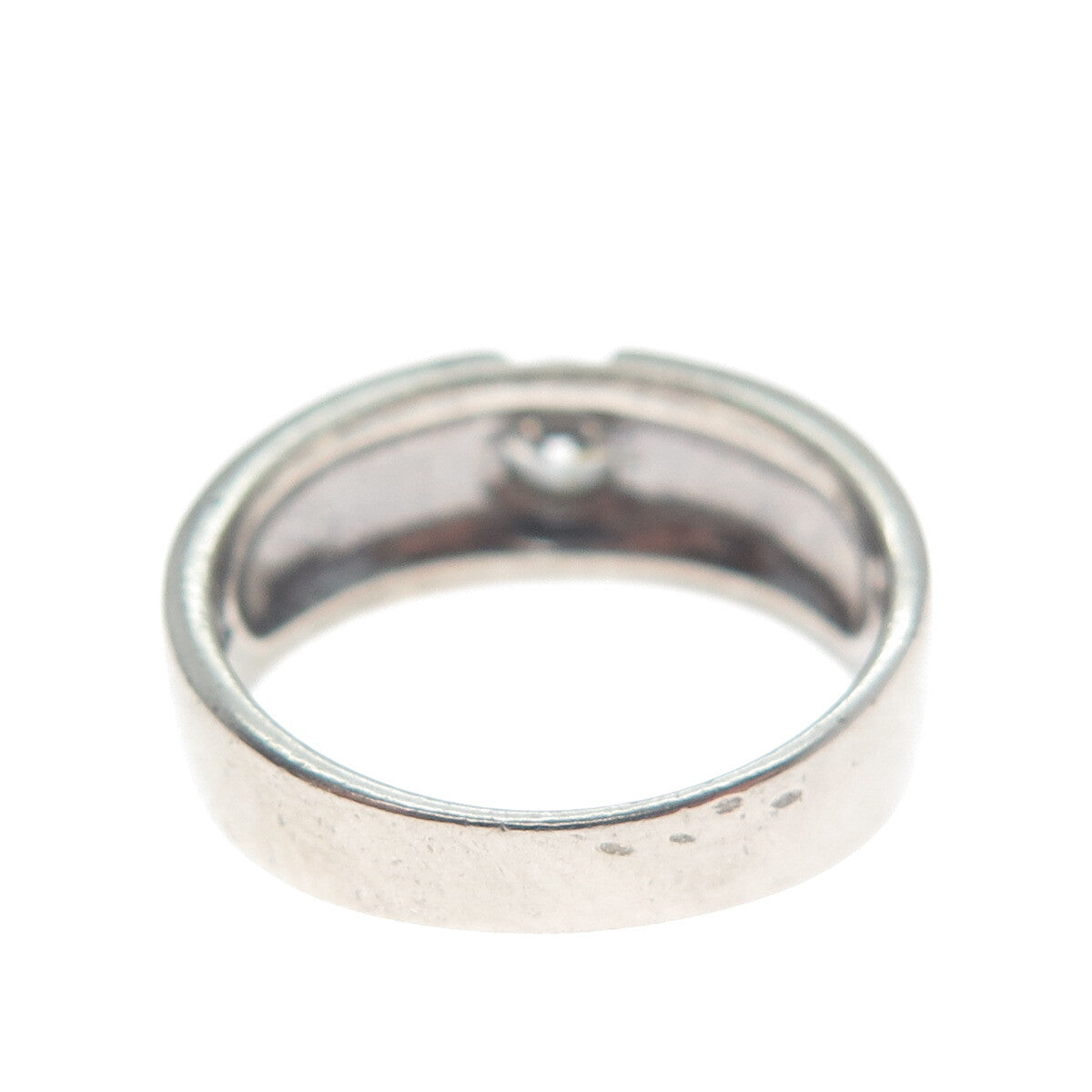 925 Sterling Silver Vintage Round-Cut C Z Oxidized Ring Size 6