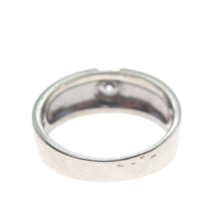 925 Sterling Silver Vintage Round-Cut C Z Oxidized Ring Size 6