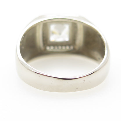 925 Sterling Silver Princess-Cut Shaped C Z Ring Size 9.75