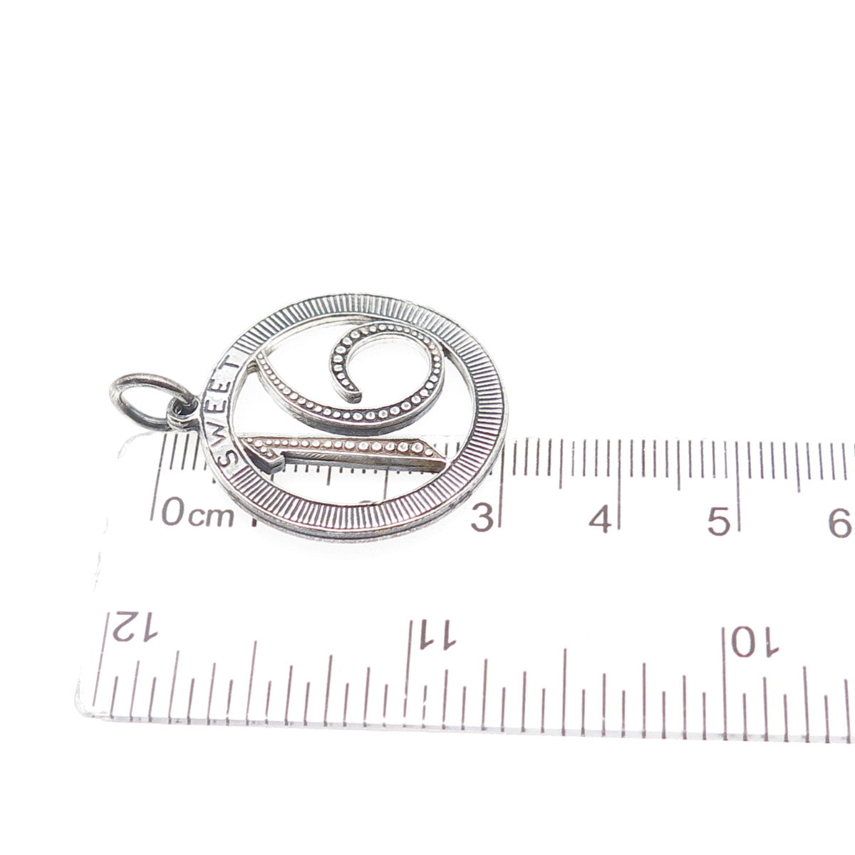 925 Sterling Silver Vintage Sweet 16 Oxidized Charm Pendant