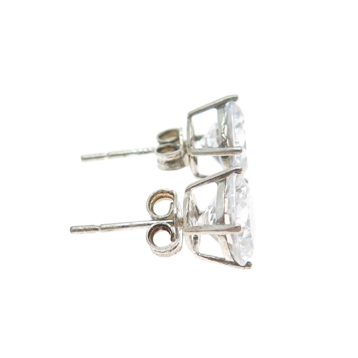 925 Sterling Silver Round-Cut C Z Stud Earrings