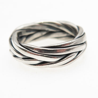 925 Sterling Silver Vintage CII Mexico Braided Oxidized Band Ring Size 7.25