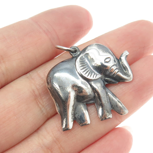 925 Sterling Silver Vintage Elephant Oxidized Charm Pendant