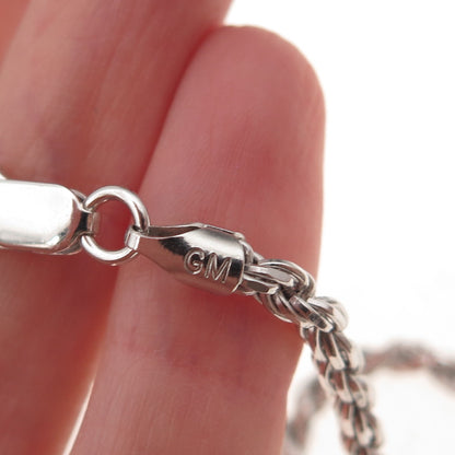 925 Sterling Silver Italy Twisted Rope Chain Necklace 22"