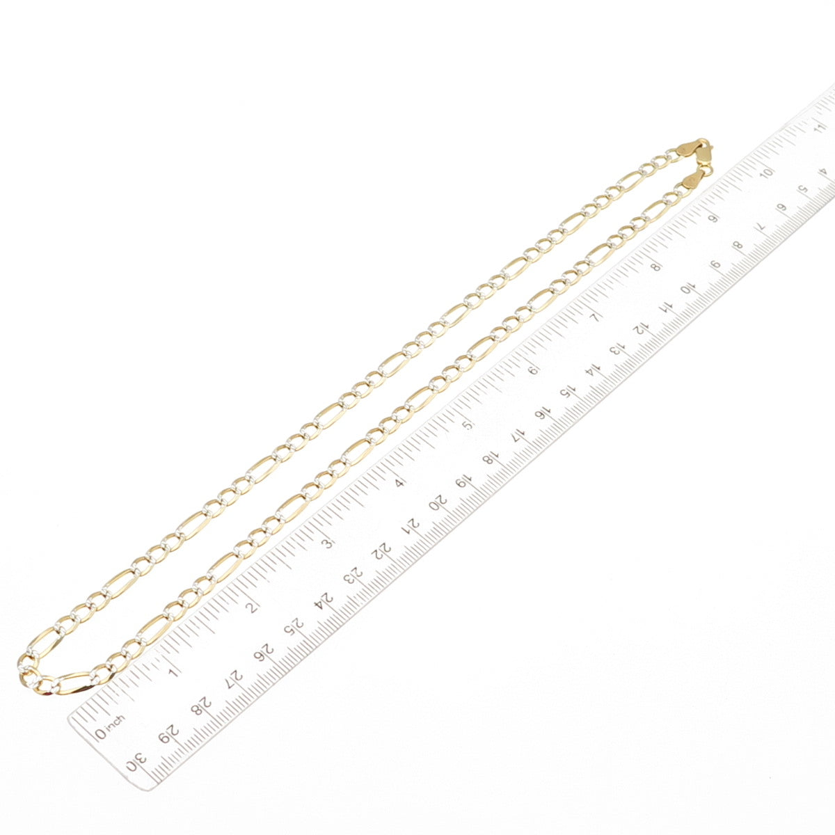 P. LUX 925 Sterling Silver 2-Tone Italy Diamond-Cut Figaro Chain Necklace 20"