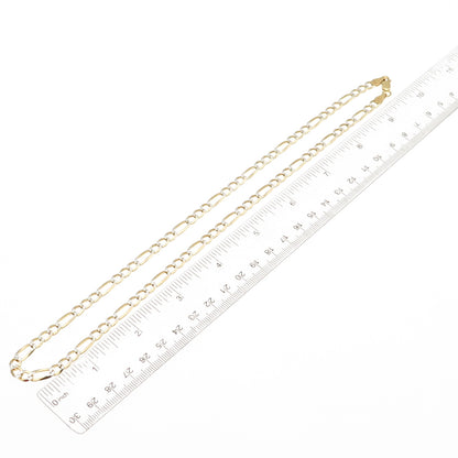 P. LUX 925 Sterling Silver 2-Tone Italy Diamond-Cut Figaro Chain Necklace 20"