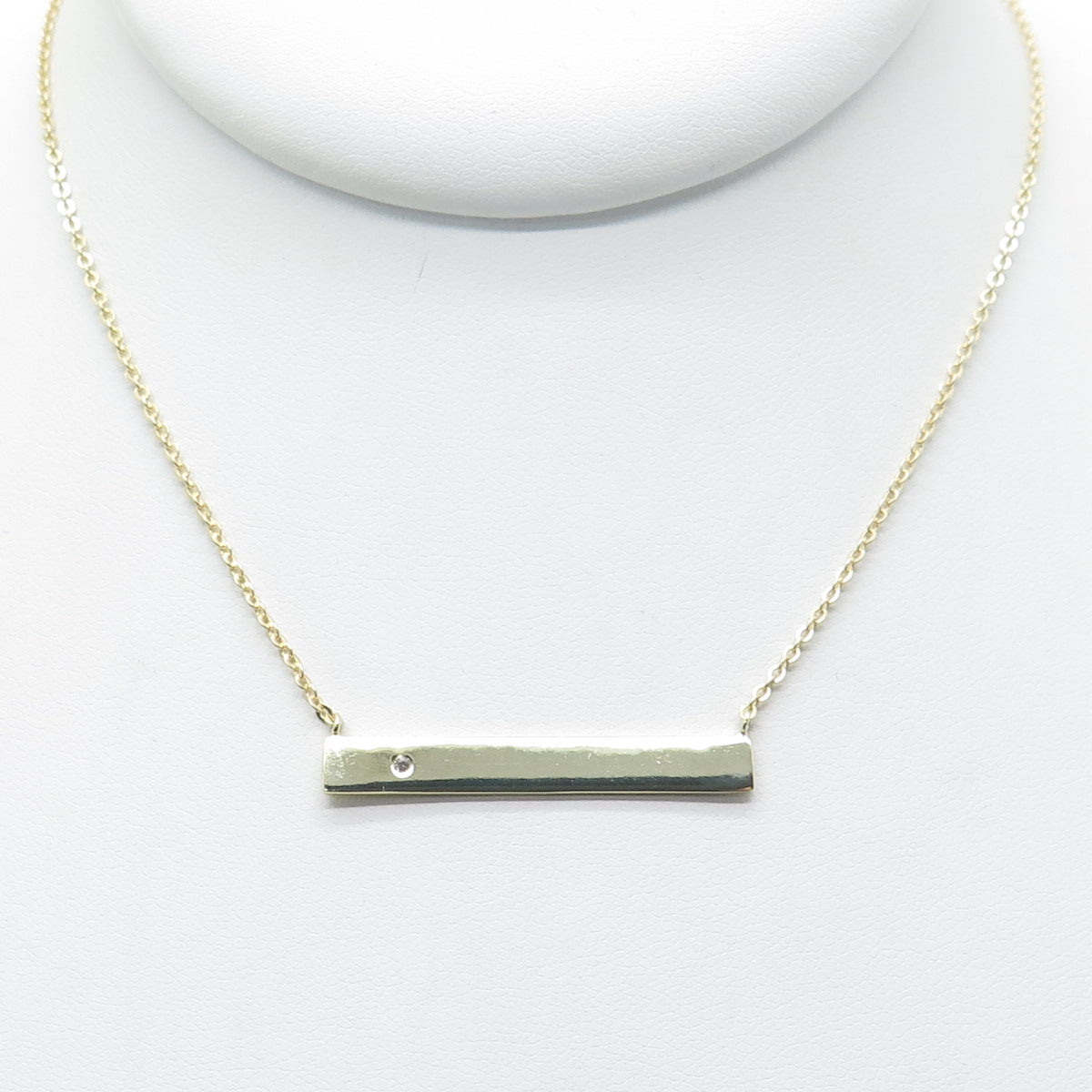 925 Sterling Silver Gold Plated Round-Cut C Z Bar Cable Chain Necklace 18"