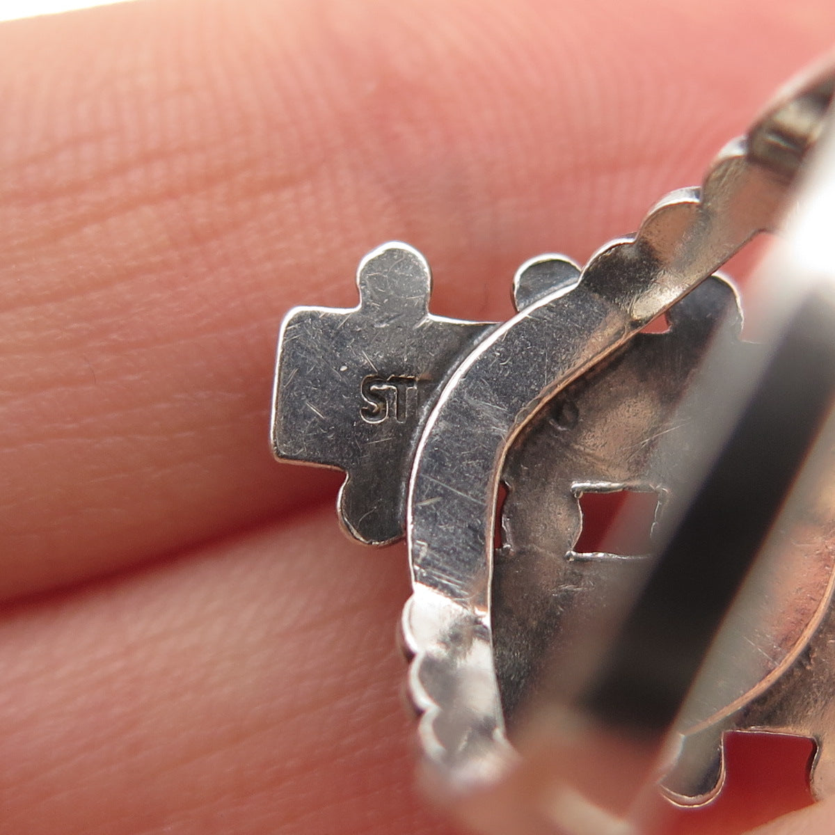 Old Pawn Sterling Silver Vintage Southwestern Turquoise Snake Eye Ring Size 5.75