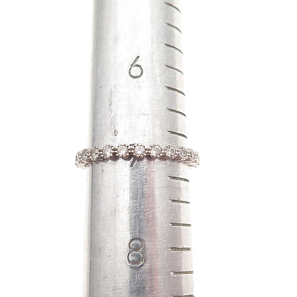 925 Sterling Silver Round-Cut C Z Eternity Stackable Band Ring Size 7