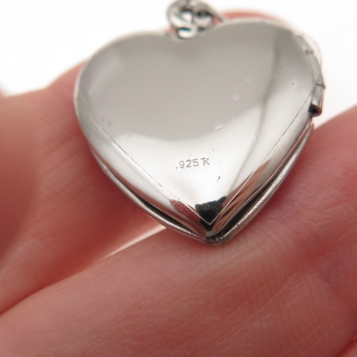Tru-Kay 925 Sterling Silver Vintage Real MOP Heart Locket Charm Pendant