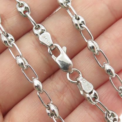 925 Sterling Silver Anchor Mariner Oval Chain Necklace 18"