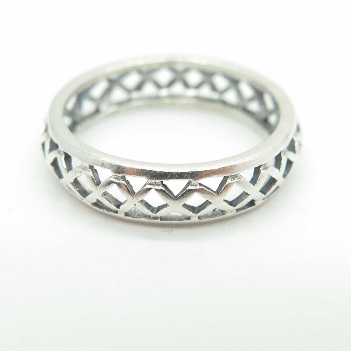 925 Sterling Silver Vintage Cage Band Ring Size 7