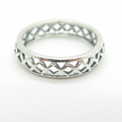 925 Sterling Silver Vintage Cage Band Ring Size 7
