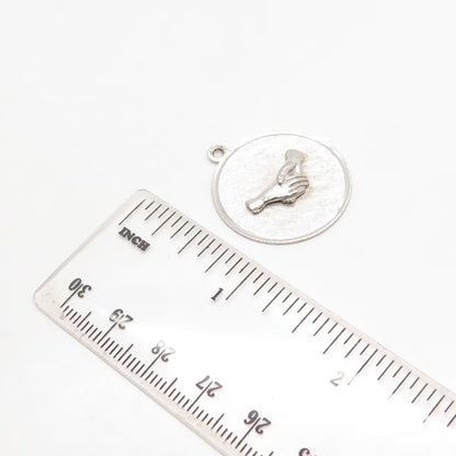 925 Sterling Silver Vintage M&M Charlene Thank You Doris 1873 Handshake Pendant