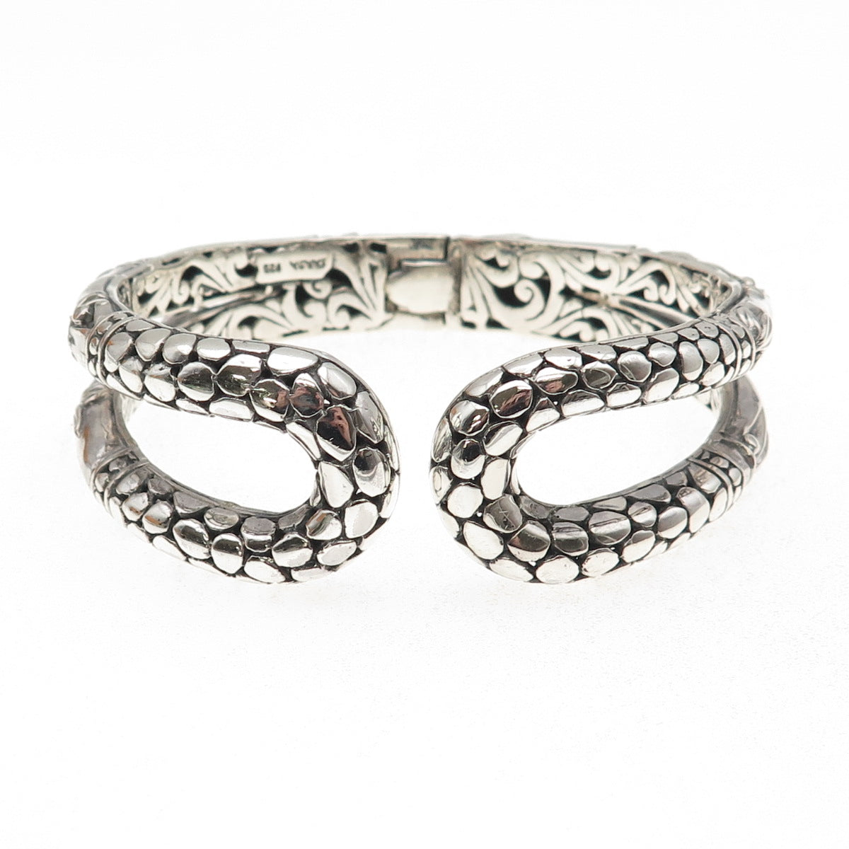 Sarda 925 Sterling Silver Vintage Kali Dotted Bamboo Bracelet 6.75"