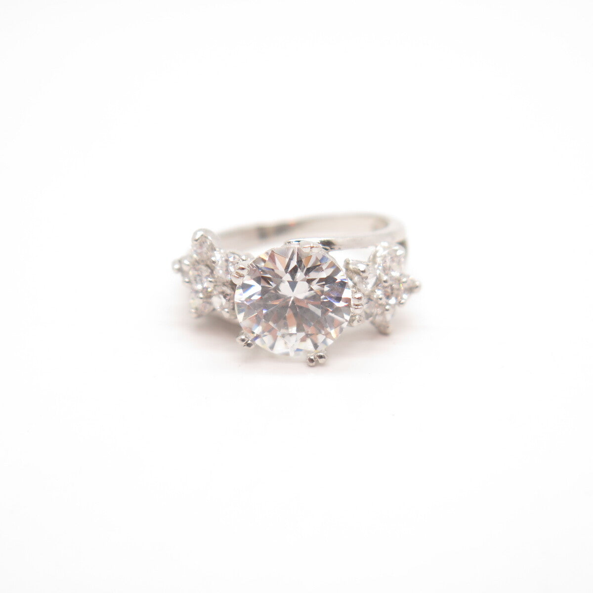 925 Sterling Silver Round-Cut C Z Ring Size 5