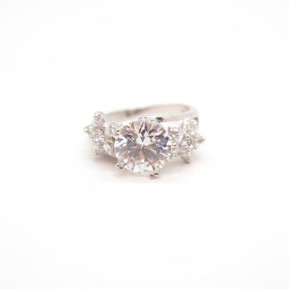 925 Sterling Silver Round-Cut C Z Ring Size 5