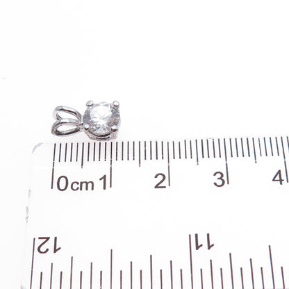 925 Sterling Silver Round-Cut C Z Minimalist Charm Pendant