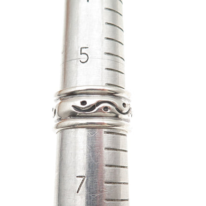 925 Sterling Silver Vintage Modernist Wave Oxidized Band Ring Size 6.25