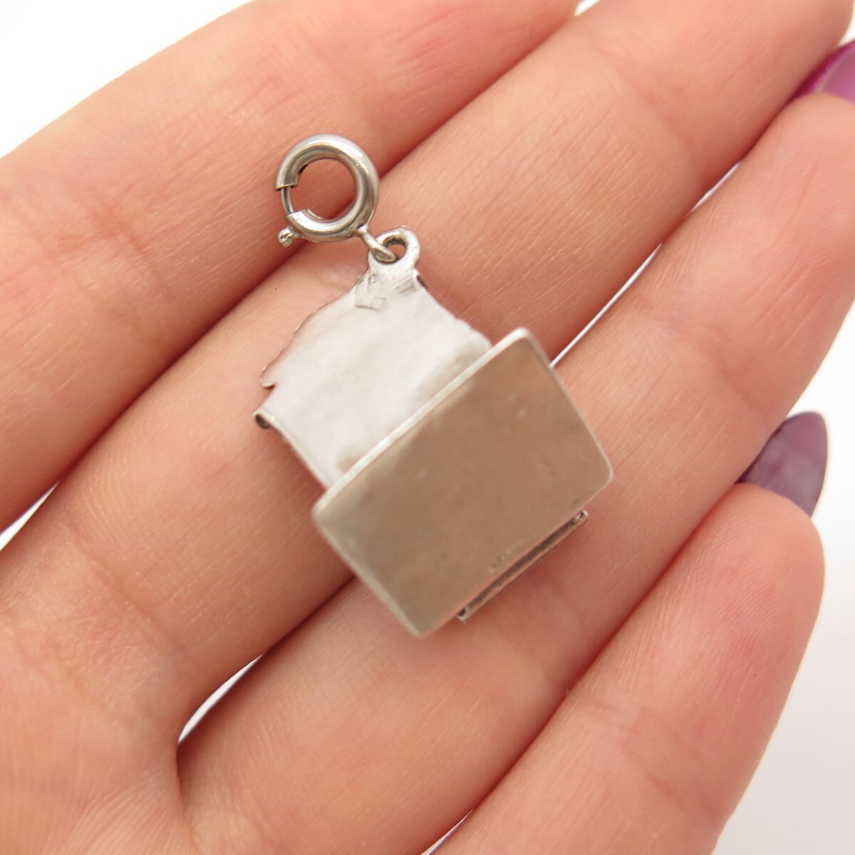 925 Sterling Silver Vintage Cashbox Charm Pendant