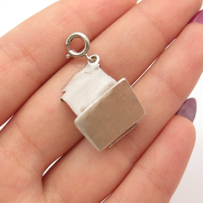 925 Sterling Silver Vintage Cashbox Charm Pendant