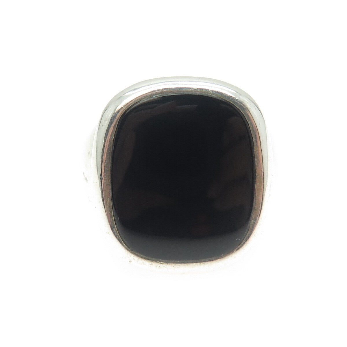 925 Sterling Silver Vintage Real Black Onyx Signet Ring Size 10.75