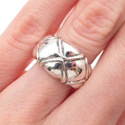 925 Sterling Silver Vintage Modernist Diamond-Shape Oxidized Ring Size 6