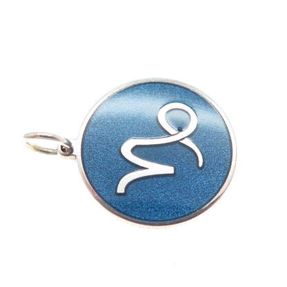 925 Sterling Silver Blue Enamel Capricorn Zodiac Sign Minimalist Charm Pendant