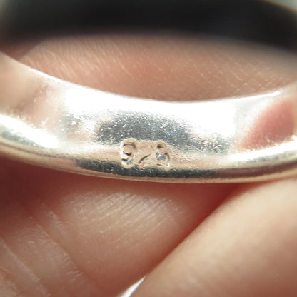 925 Sterling Silver Vintage Lined Wedding Band Ring Size 8.25