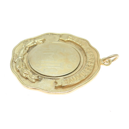 925 Sterling Silver Gold Plated Antique "Grand Representative" Award Pendant