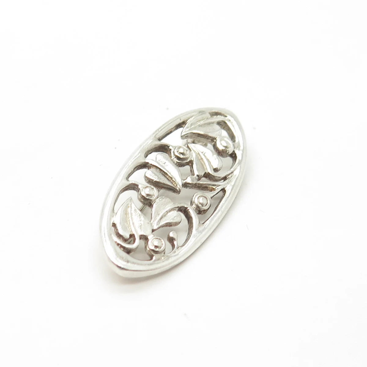 925 Sterling Silver Vintage Geara Floral Oval Pin Brooch