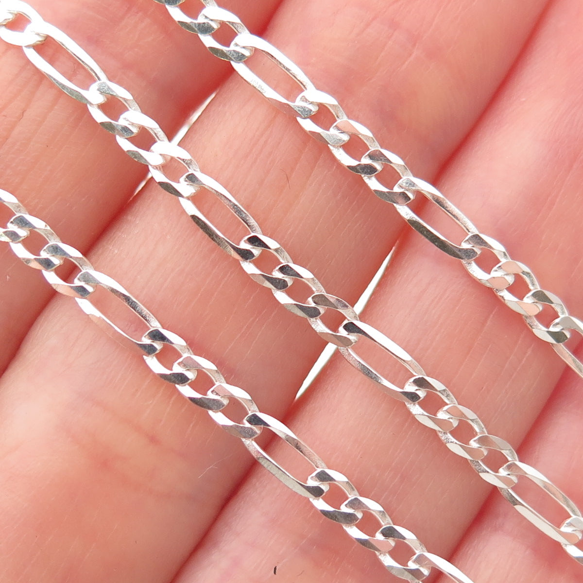 P. Lux 925 Sterling Silver Italy Figaro Chain Necklace 22"