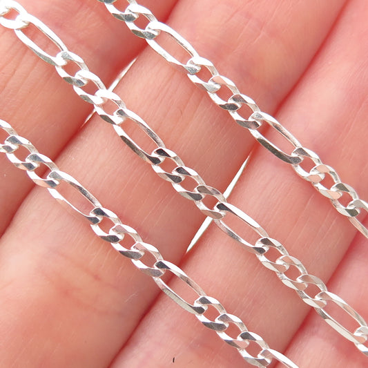 P. Lux 925 Sterling Silver Italy Figaro Chain Necklace 22"