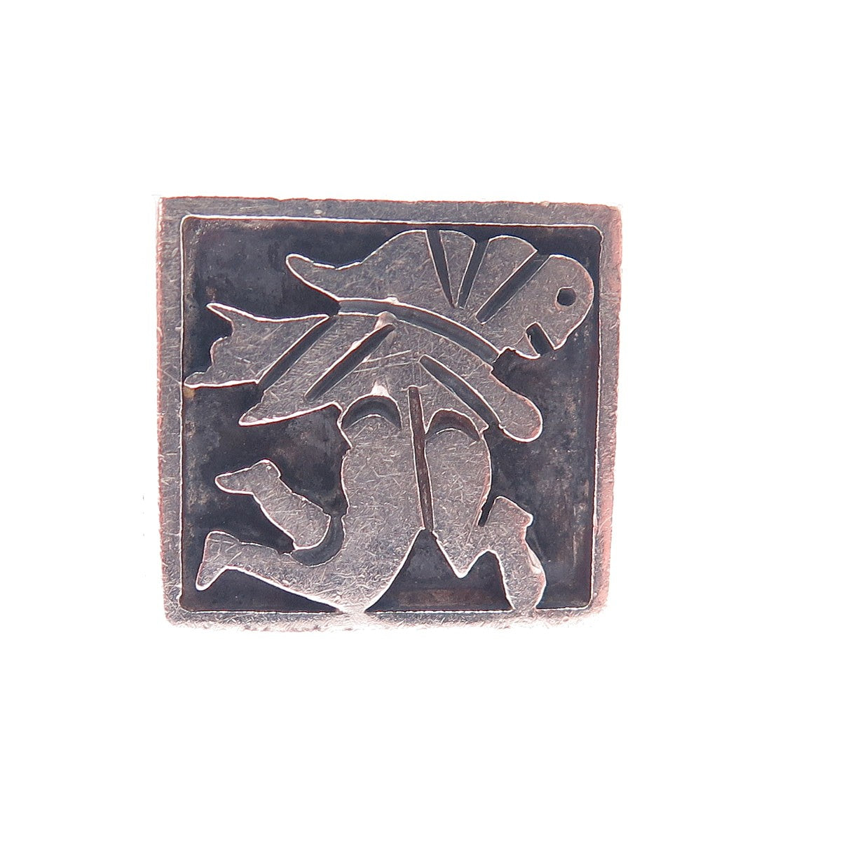 925 Sterling Silver Vintage Mexico Mayan Symbol Oxidized Signet Ring Size 7.25